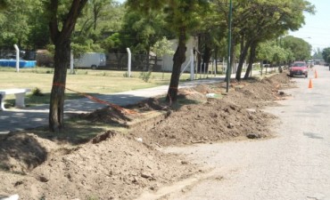 TRABAJAN EN EL TENDIDO DE TUBOS PARA FIBRA ÓPTICA