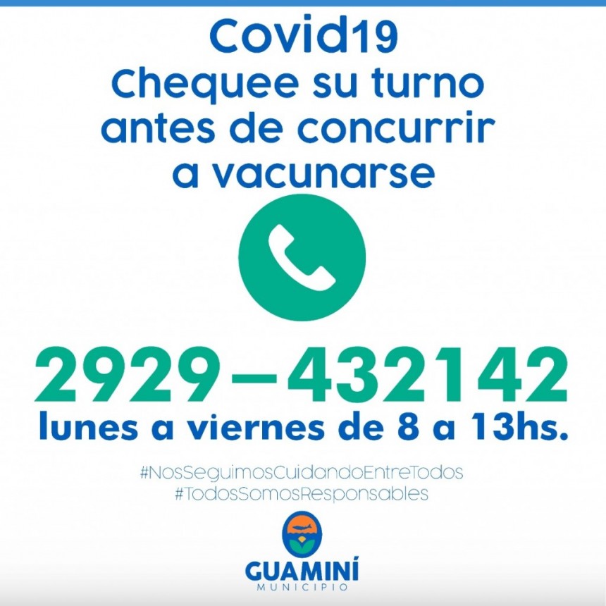 SE SOLICITA LLAMAR AL HOSPITAL DE GUAMINÍ ANTES DE CONCURRIR A VACUNARSE