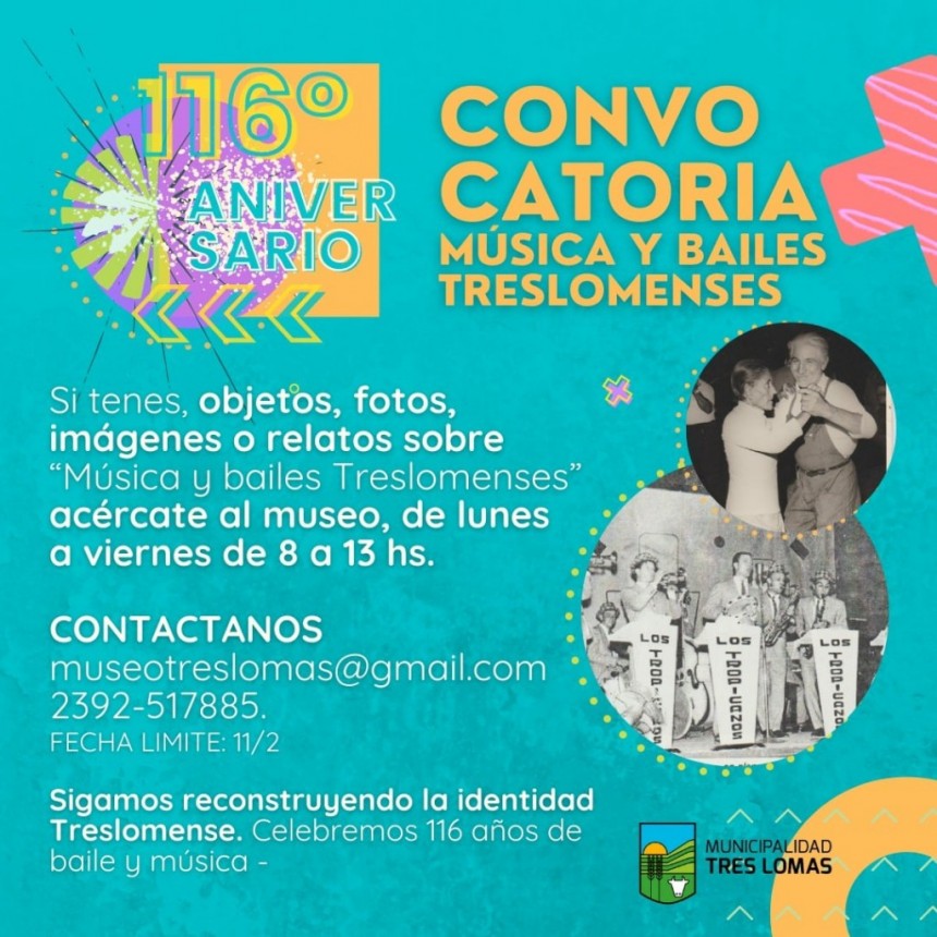 MUSEO HISTÓRICO MUNICIPAL: CONVOCATORIA “MÚSICA Y BAILES TRESLOMENSES”