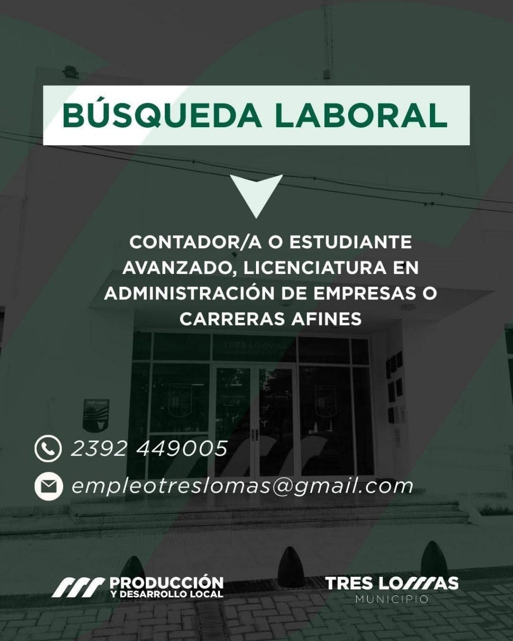 CONVOCATORIA LABORAL: ADMINISTRATIVO PARA EL MUNICIPIO