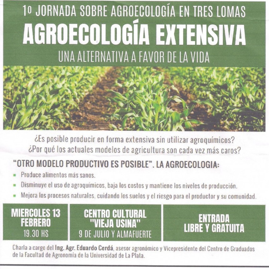 EL MUNICIPIO ORGANIZA LA PRIMERA JORNADA SOBRE AGROECOLOGIA CON LA PARTICIPACION DE EDUARDO CERDÁ
