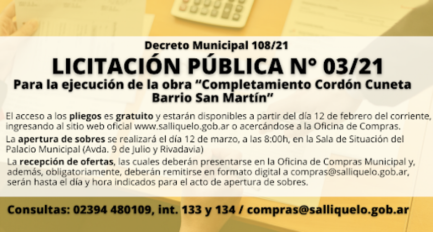 LICITACIÓN PÚBLICA PARA LA EJECUCIÓN DE LA OBRA 