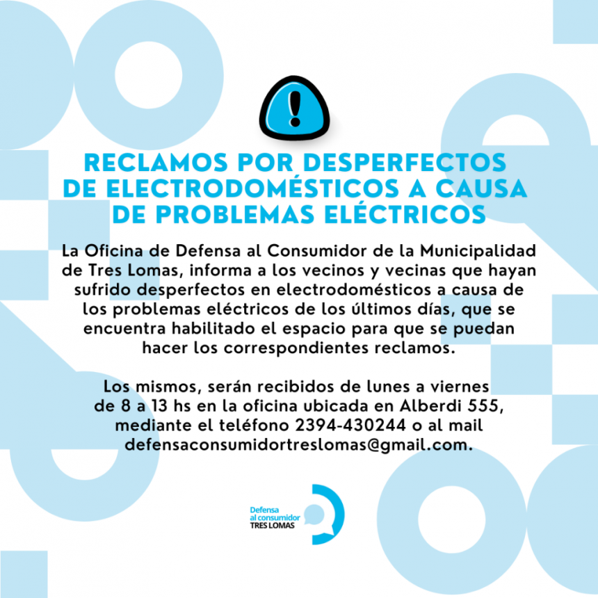 DEFENSA AL CONSUMIDOR: SE RECIBEN RECLAMOS POR DESPERFECTOS DE ELECTRODOMÉSTICOS A CAUSA DE PROBLEMAS ELÉCTRICOS.