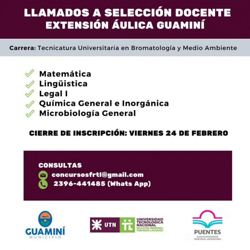 LLAMADO A CONCURSO PARA CUBRIR CARGO DOCENTE