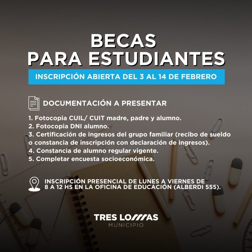 SE ABRE LA INSCRIPCIÓN PARA BECAS DE ESTUDIANTES