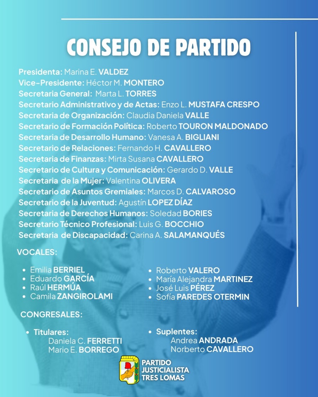 Renacer peronista: la lista del PJ de Tres Lomas