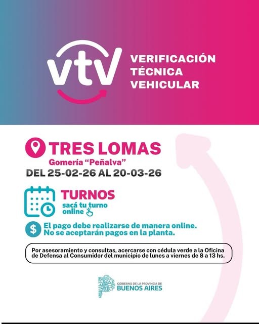 La VTV está en Tres Lomas