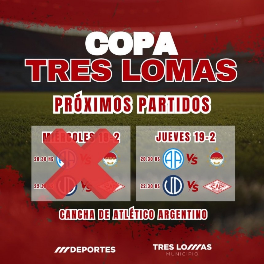 Se juega la segunda fecha de la Copa Aniversario Tres Lomas