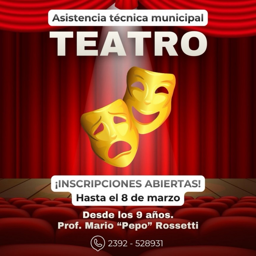 Inscripci&oacute;n abierta para la asistencia t&eacute;cnica municipal de teatro