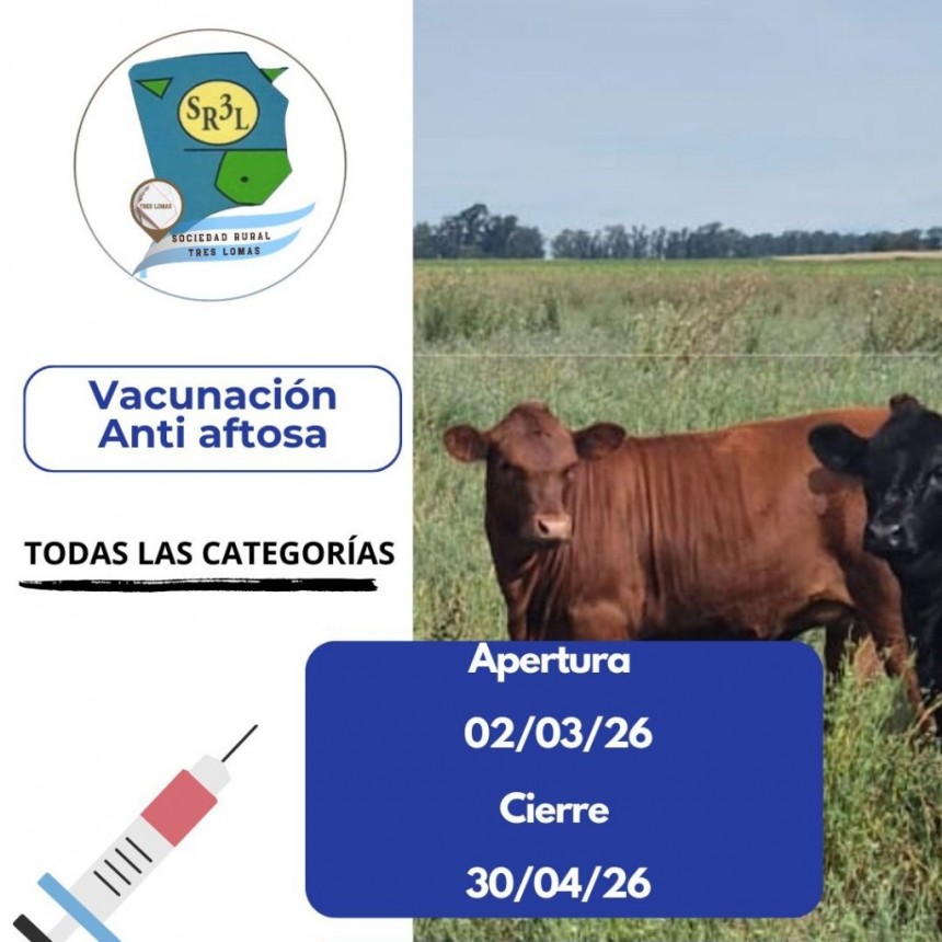 Comienza la campaña de vacunación anti aftosa en Tres Lomas 