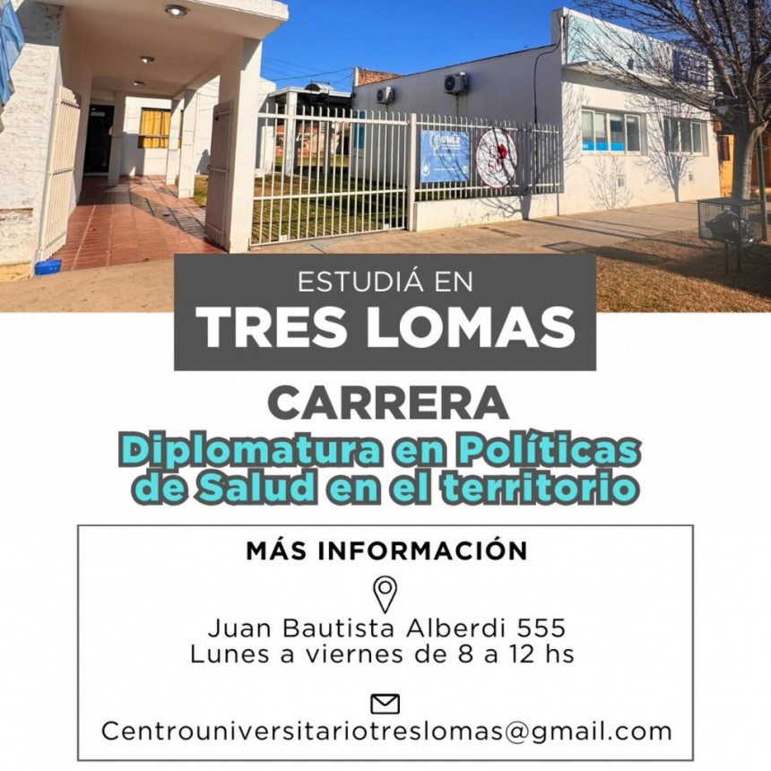 Estudiá en Tres Lomas: diplomatura en políticas de salud en el territorio