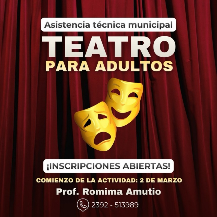 Inscripción abierta para la asistencia técnica municipal de teatro para adultos