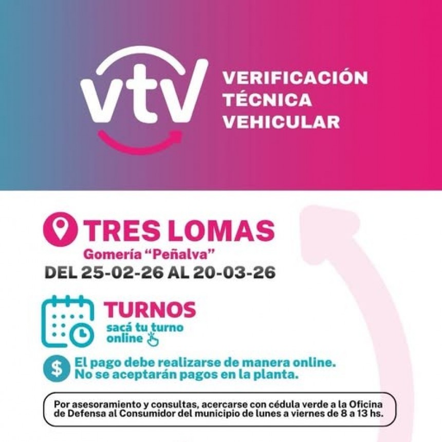 La VTV está en Tres Lomas