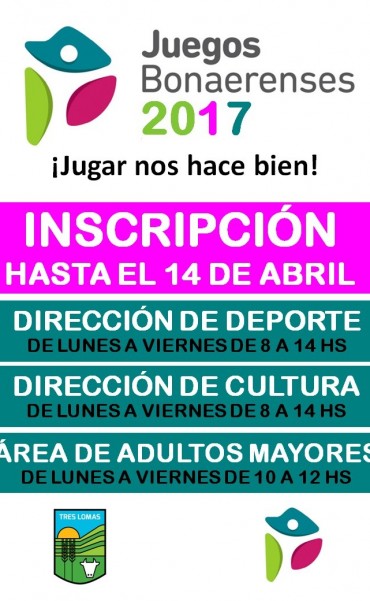 YA ESTÁ ABIERTA LA INSCRIPCIÓN PARA LOS JUEGOS BONAERENSES 2017