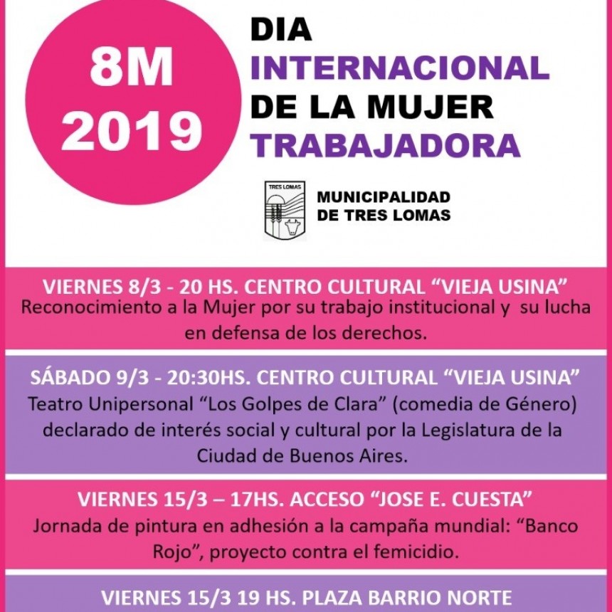 ORGANIZAN VARIADA ACTIVIDAD POR EL DIA INTERNACIONAL DE LA MUJER