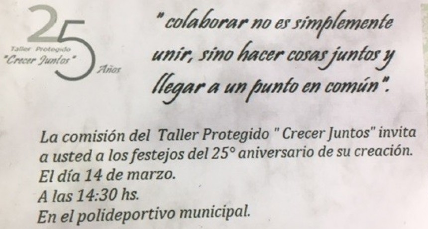 EL TALLER PROTEGIDO CUMPLE 25 AÑOS