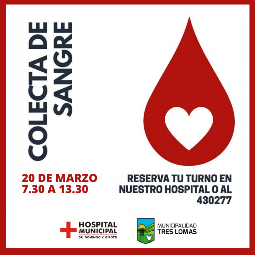 EL VIERNES SE REALIZA UNA NUEVA COLECTA DE SANGRE