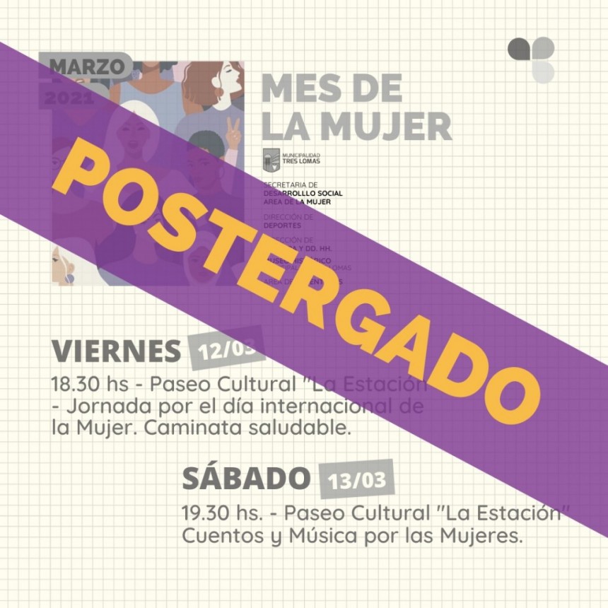 SE POSTERGAN LAS ACTIVIDADES PROGRAMADAS PARA ESTE FIN DE SEMANA