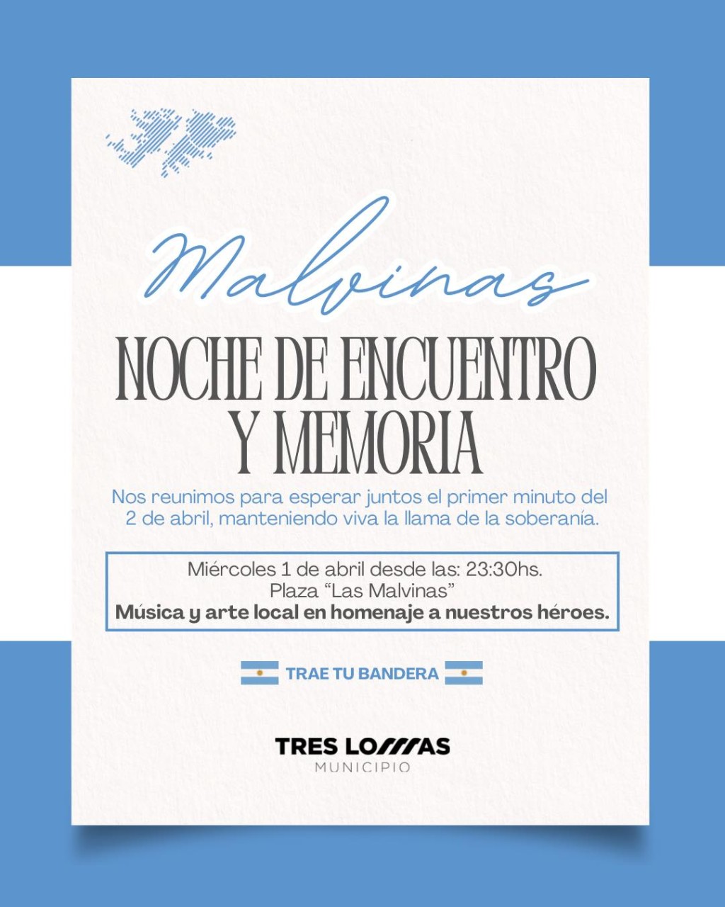 Noche de encuentro y memoria para honrar a los Veteranos y Ca&iacute;dos en la Guerra de Malvinas