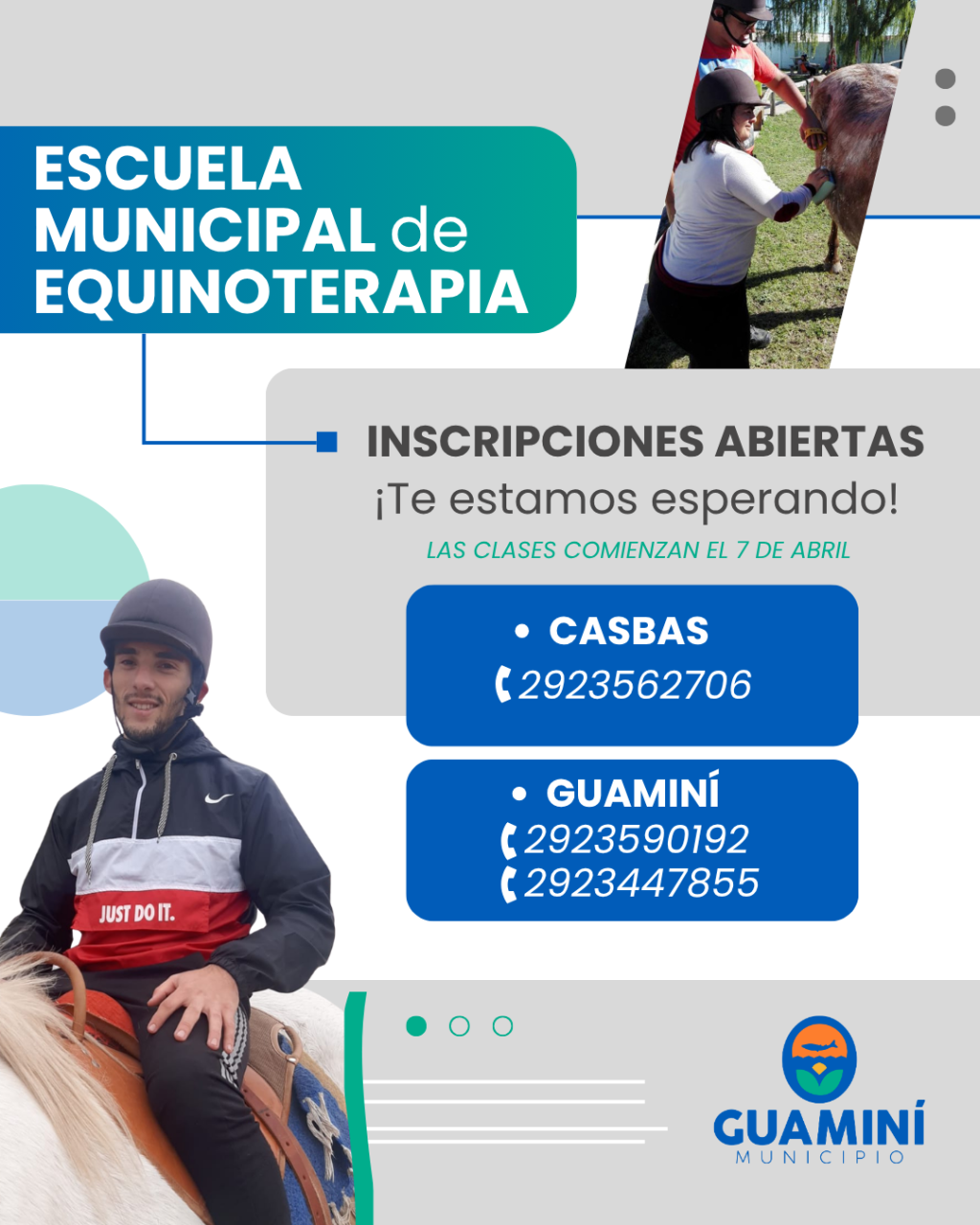 Abren las inscripciones para la Escuela Municipal de Equinoterapia