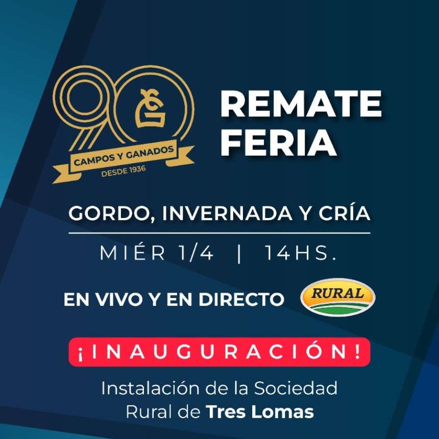 Campos y Ganados har&aacute; un remate feria televisado desde Tres Lomas