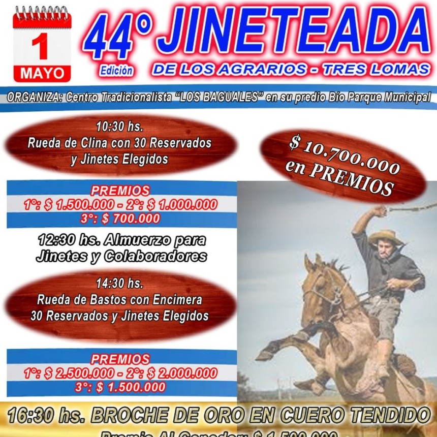 Se realizar&aacute; la 44&deg; Jineteada de 