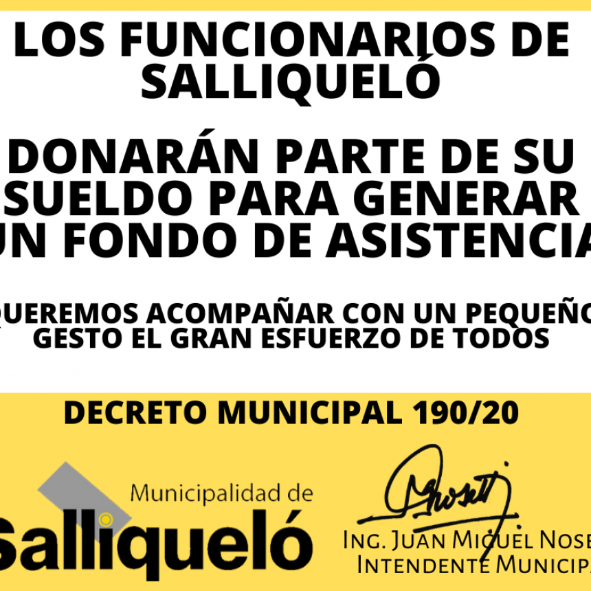 LOS FUNCIONARIOS DONARÁN PARTE DE SU SALARIO