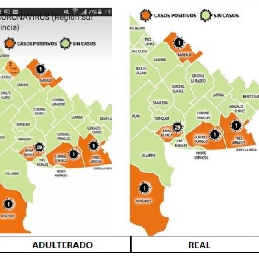 ¿MALA INTENCION?: DISTRIBUYEN MAPA ADULTERADO CON CASOS DE COVID EN TRES LOMAS