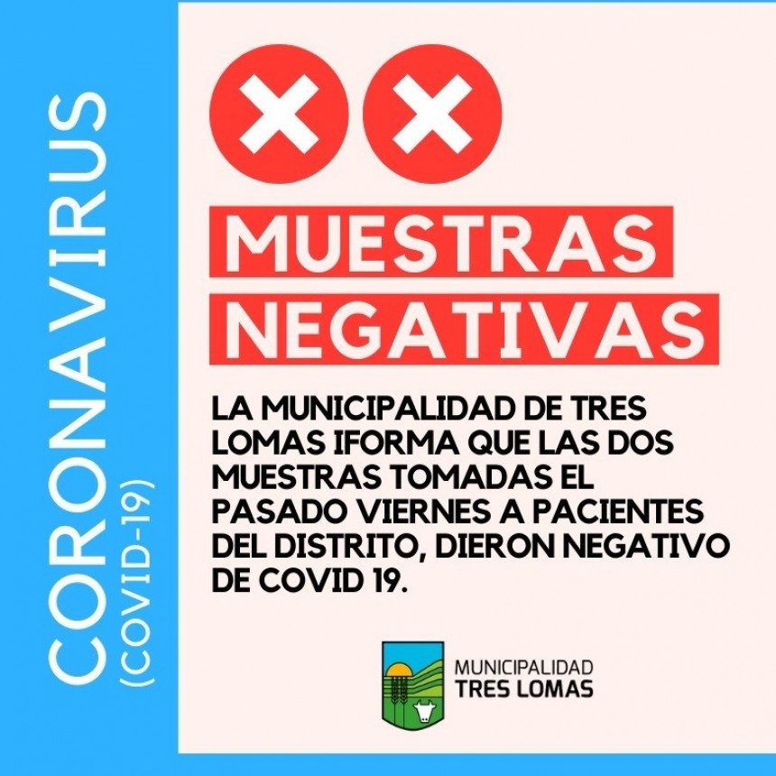 DIERON NEGATIVAS LAS DOS MUESTRAS DE LOS PACIENTES SOSPECHOSOS DE COVID 19