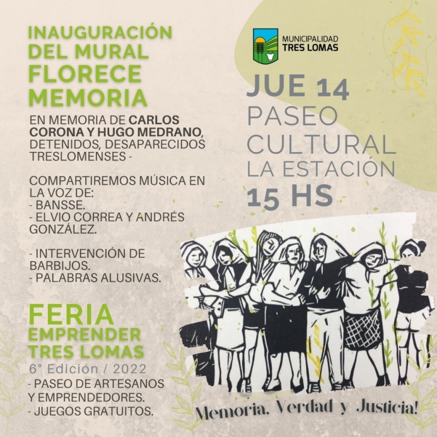 FERIA EMPRENDER, MÚSICA EN VIVO E INAUGURACIÓN DE UN MURAL EN EL “PASEO CULTURAL LA ESTACIÓN”