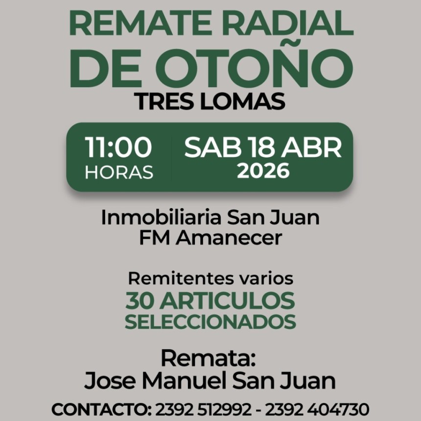 Vuelven los remates radiales: FM Amanecer lanza el primero del a&ntilde;o junto a Inmobiliaria San Juan