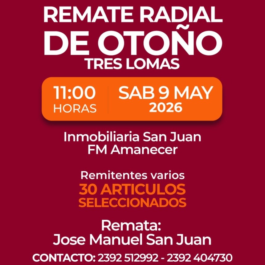 El 9 de mayo se realiza el Segundo Remate Radial de Oto&ntilde;o