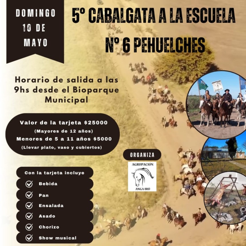 Se viene la 5&deg; Cabalgata a la Escuela N&deg; 6 de Pehuelches
