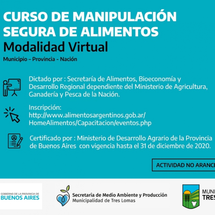 CURSO DE MANIPULACIÓN DE ALIMENTOS ONLINE
