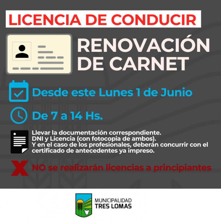 VUELVE LA ATENCIÓN DE LA OFICINA DE LICENCIA DE CONDUCIR PARA RENOVACIÓN DE CARNET