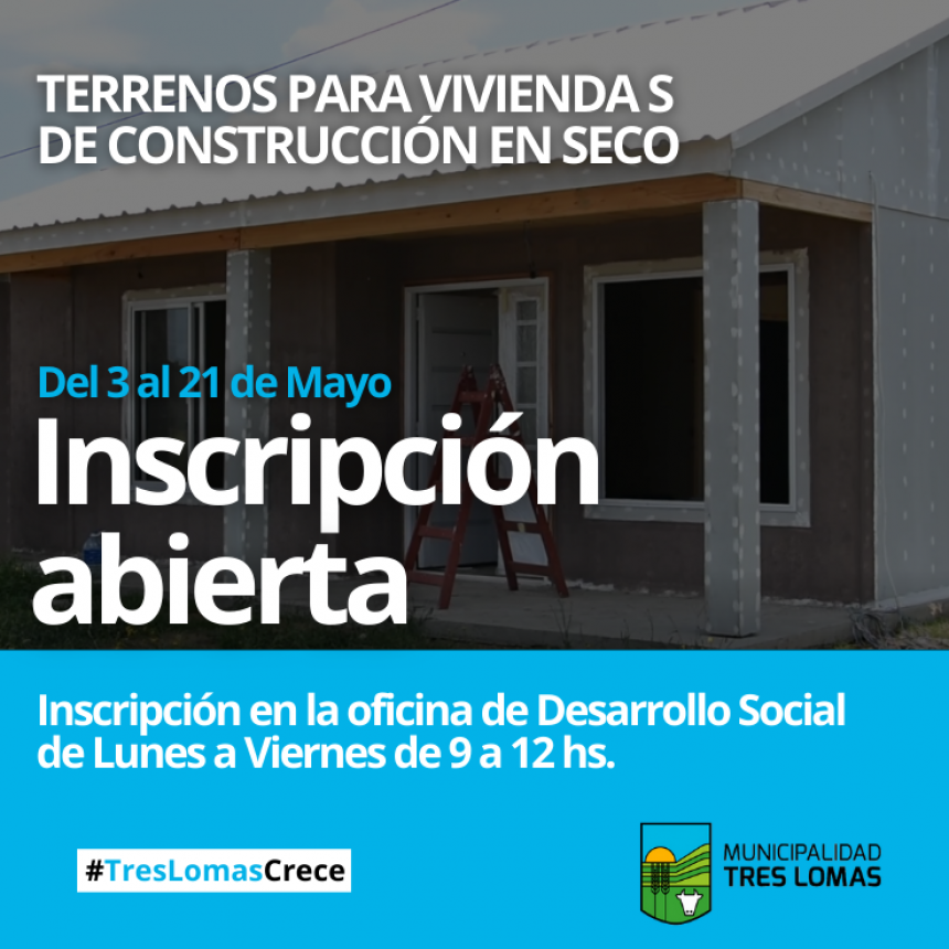 INSCRIPCIÓN: TERRENOS PARA VIVIENDAS DE CONSTRUCCIÓN EN SECO