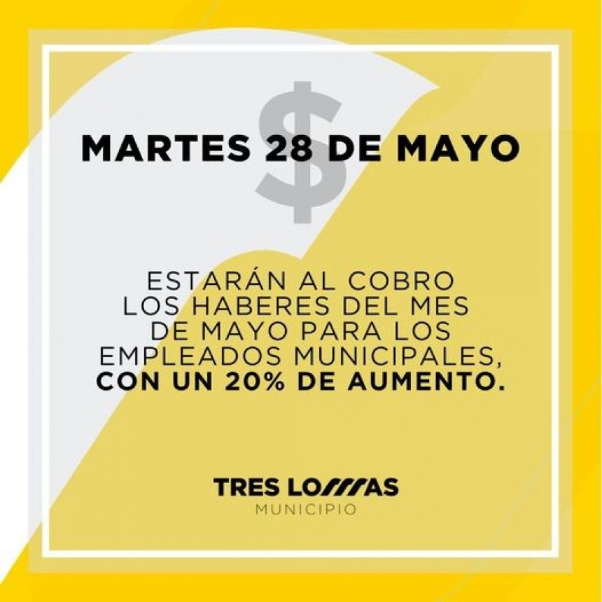 ESTE MARTES ESTARÁN AL COBRO LOS HABERES DEL MES DE MAYO