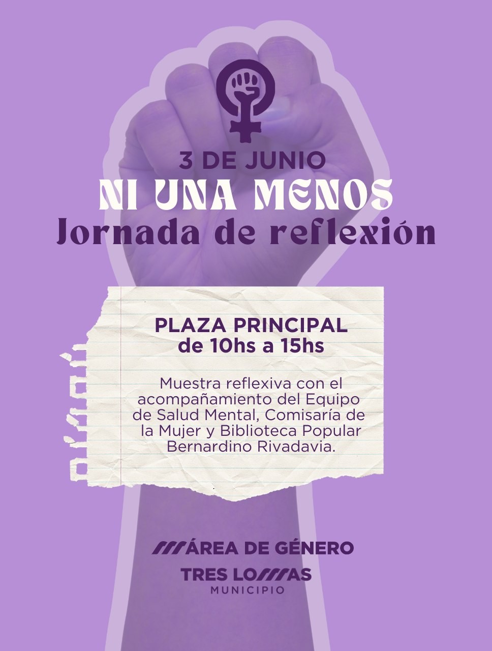 NI UNA MENOS: JORNADA REFLEXIVA EN LA PLAZA PRINCIPAL