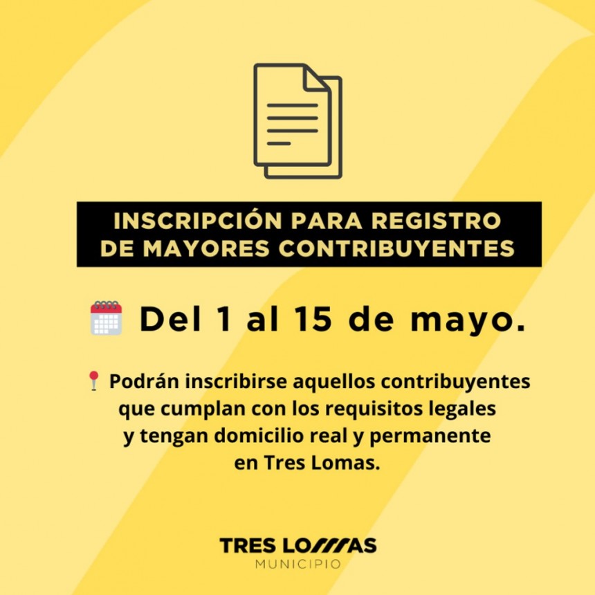 INSCRIPCIÓN PARA EL REGISTRO DE MAYORES CONTRIBUYENTES