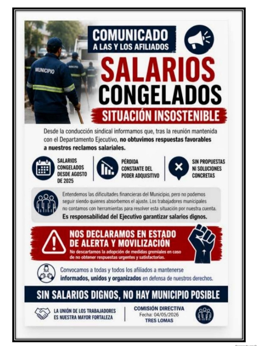 El Sindicato de Municipales reclama por sueldos dignos y no descarta la adopci&oacute;n de medidas gremiales