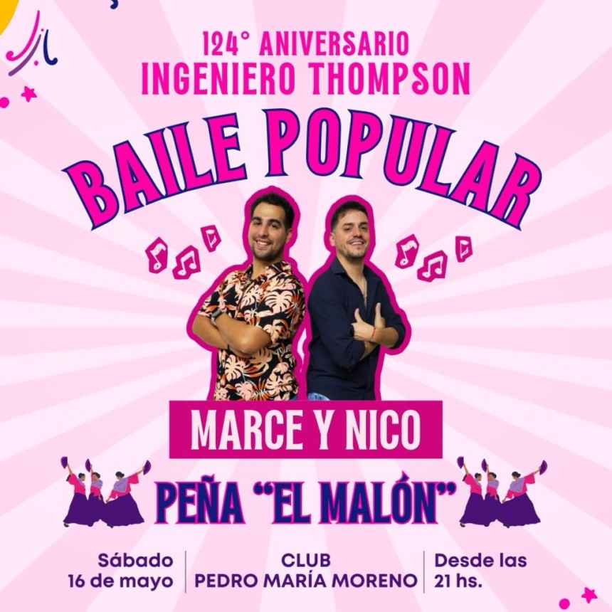 Baile popular por el 124&deg; aniversario de Ingeniero Thompson