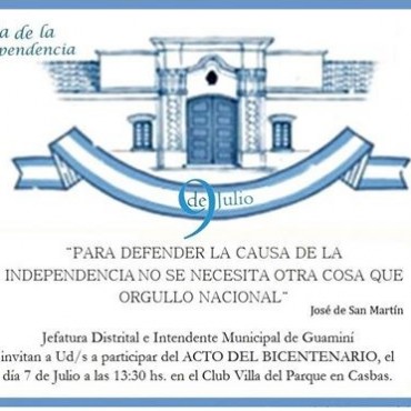 GUAMINÍ CELEBRA EL BICENTENARIO DE LA PATRIA