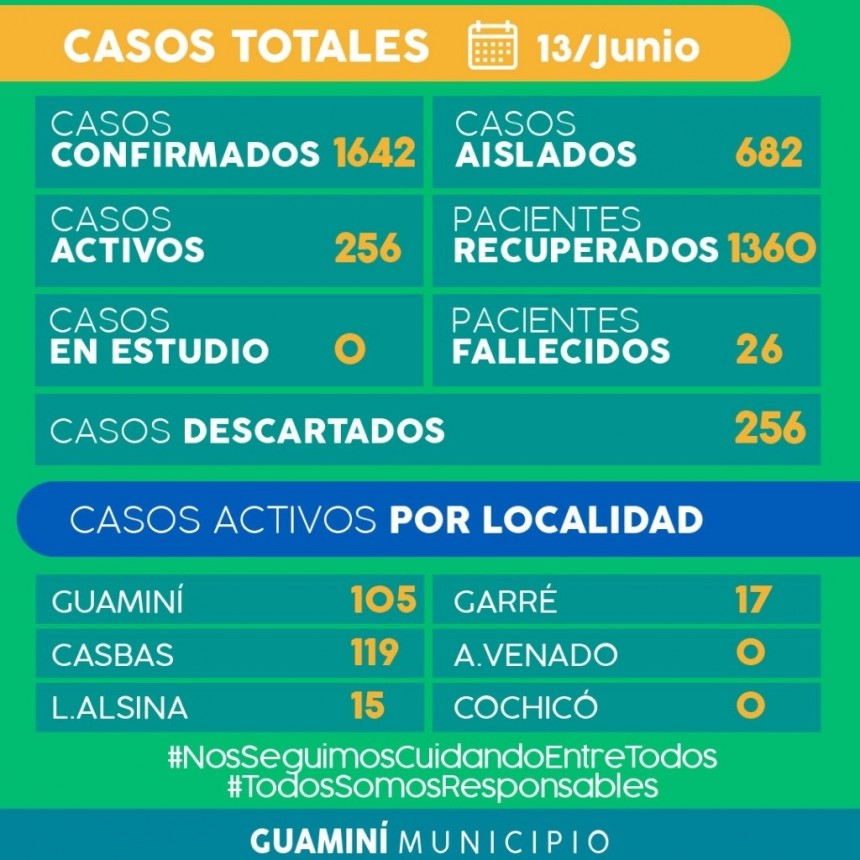 CORONAVIRUS: INFORME DIARIO DE SITUACIÓN A NIVEL NACIONAL Y LOCAL  - 13 DE JUNIO -