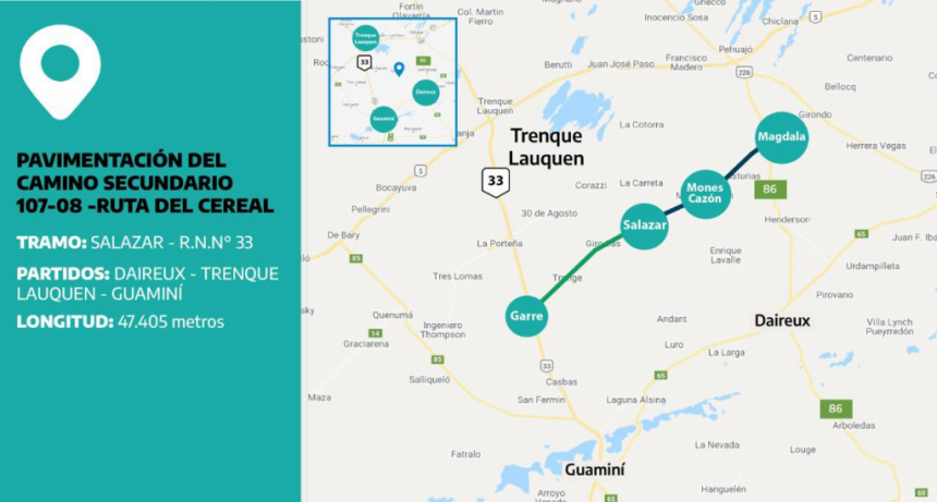 RUTA DEL CEREAL: SE ANUNCIÓ LA PAVIMENTACIÓN DEL ÚLTIMO TRAMO