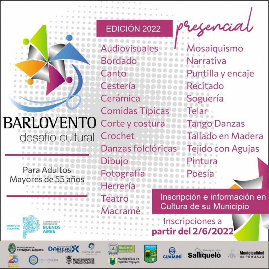 ESTÁ ABIERTA LA INSCRIPCIÓN PARA PODER PARTICIPAR DEL PROGRAMA CULTURAL “BARLOVENTO”
