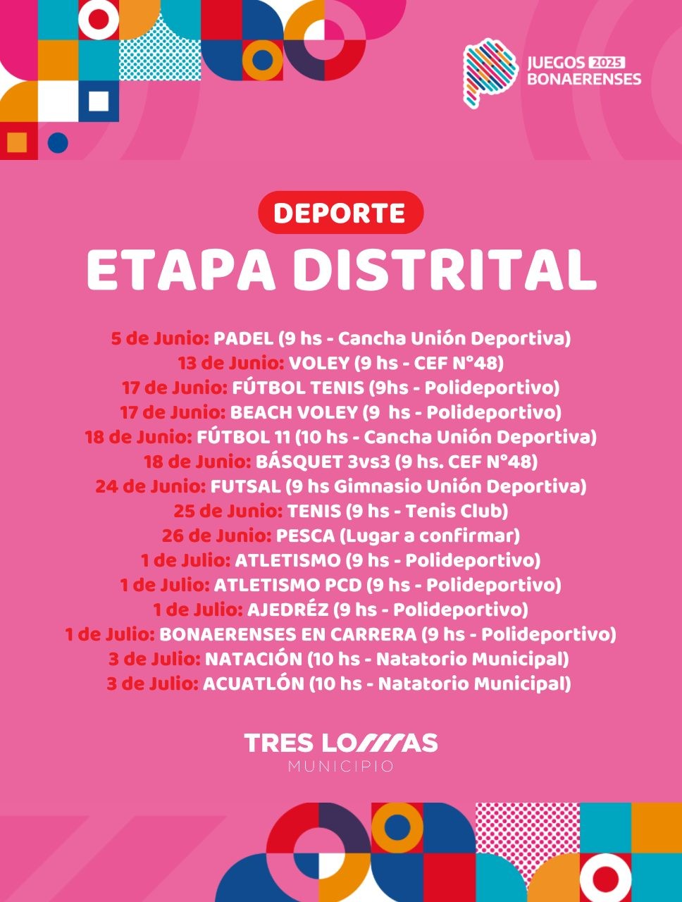 COMIENZA LA ETAPA DISTRITAL DE LOS JUEGOS BONAERENSES