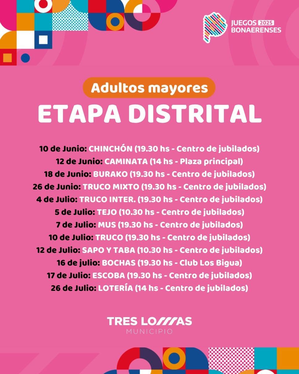COMIENZA LA ETAPA DISTRITAL DE LOS JUEGOS BONAERENSES PARA LOS ADULTOS MAYORES