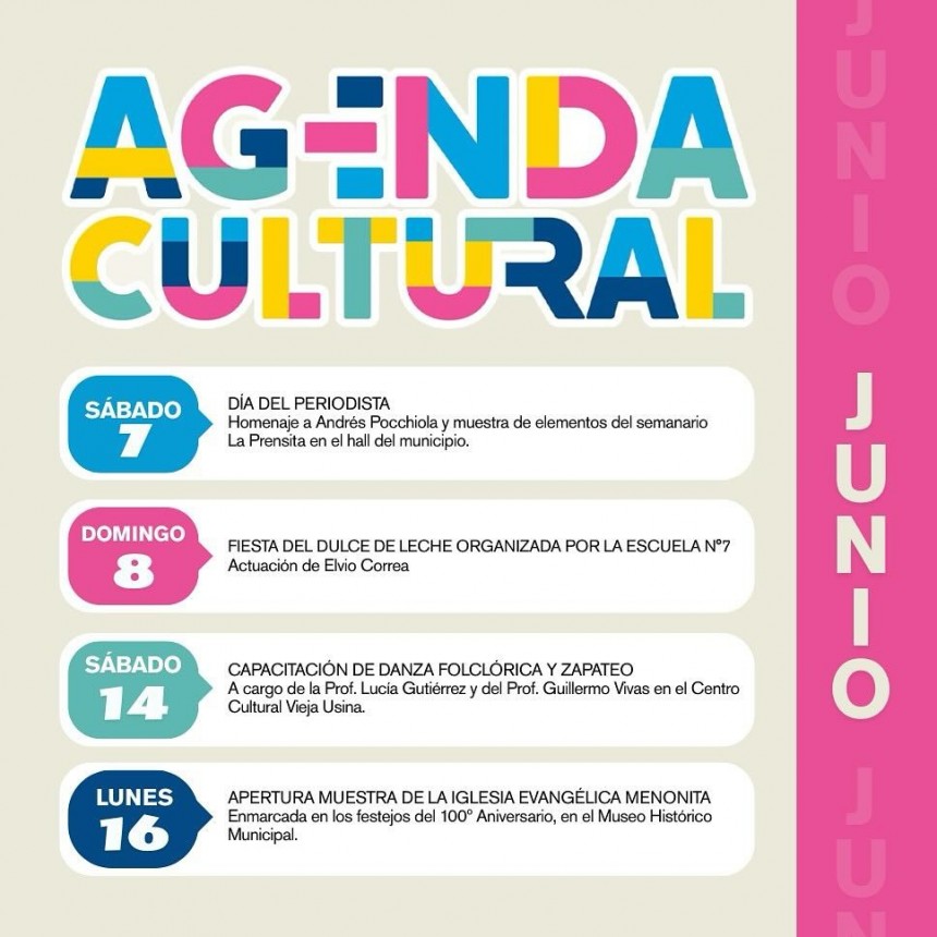 AGENDA CULTURAL DEL MES DE JUNIO