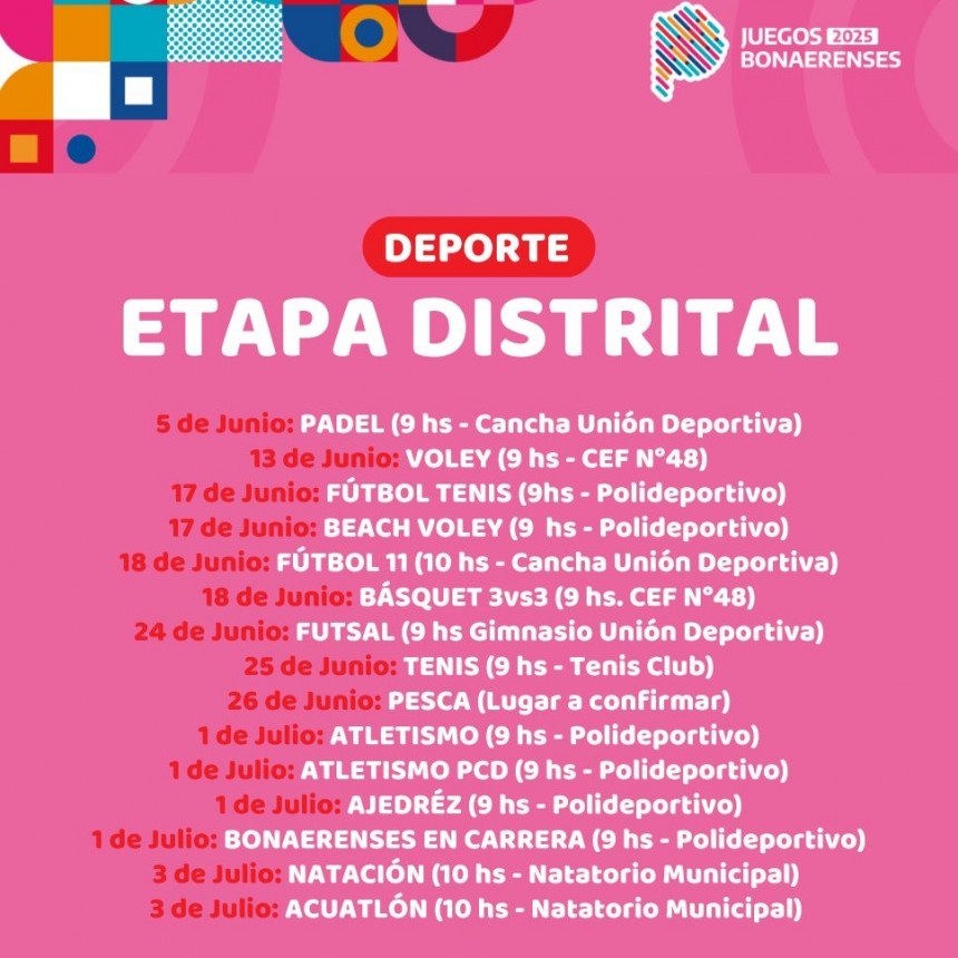 COMIENZA LA ETAPA DISTRITAL DE LOS JUEGOS BONAERENSES
