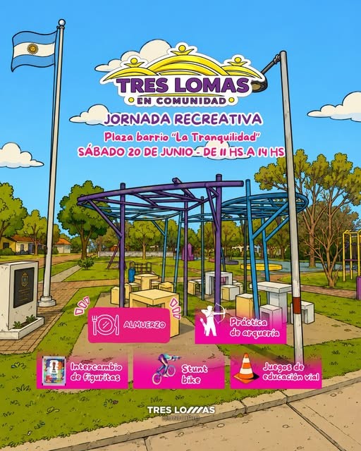 "Tres Lomas en comunidad": jornada recreativa en el barrio "La Tranquilidad"